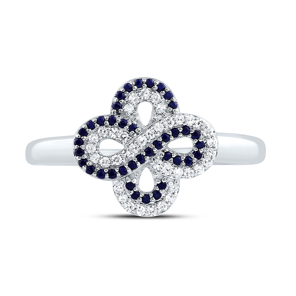 14K Yellow Or White Gold 1/8Cttw Natural Diamond Round Gem Infinity Clover Ring