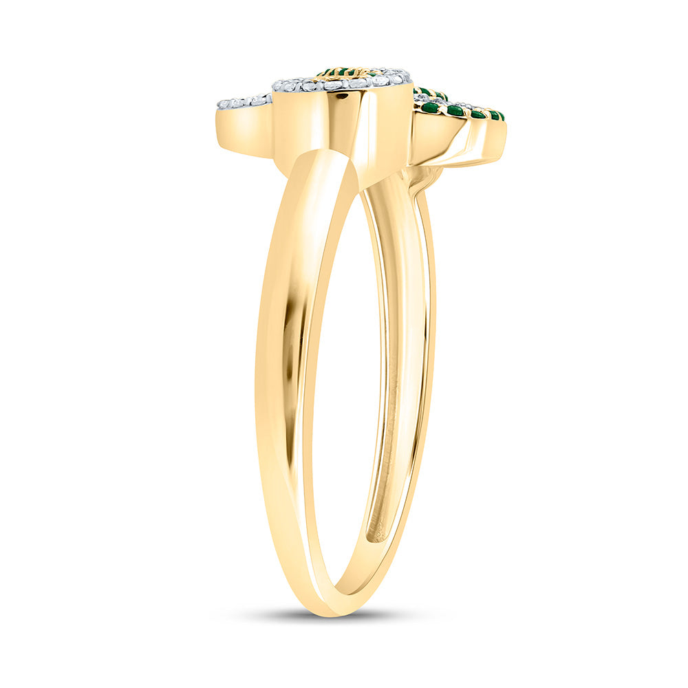 14K Yellow Or White Gold 1/8Cttw Natural Diamond Round Gem Infinity Clover Ring