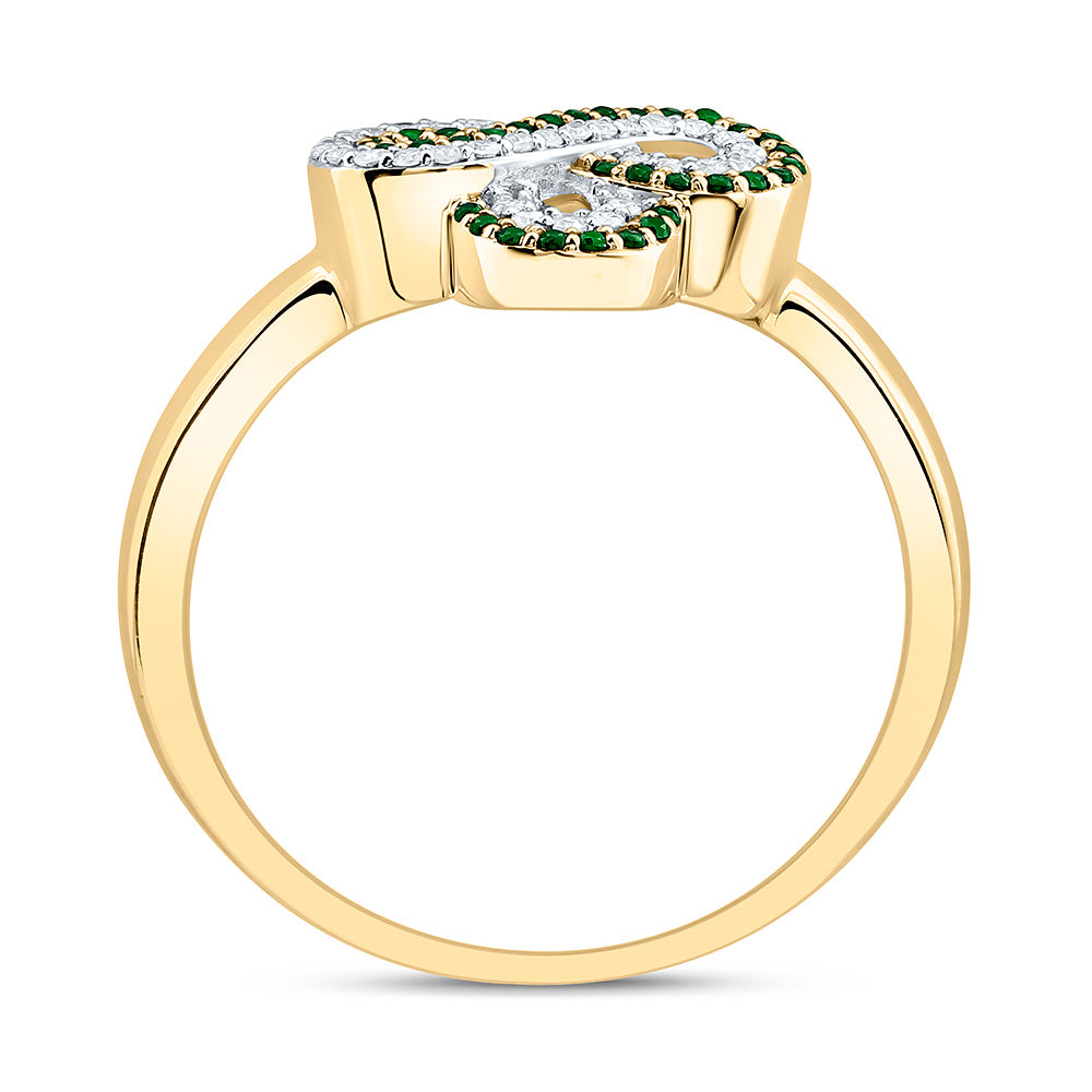 14K Yellow Or White Gold 1/8Cttw Natural Diamond Round Gem Infinity Clover Ring