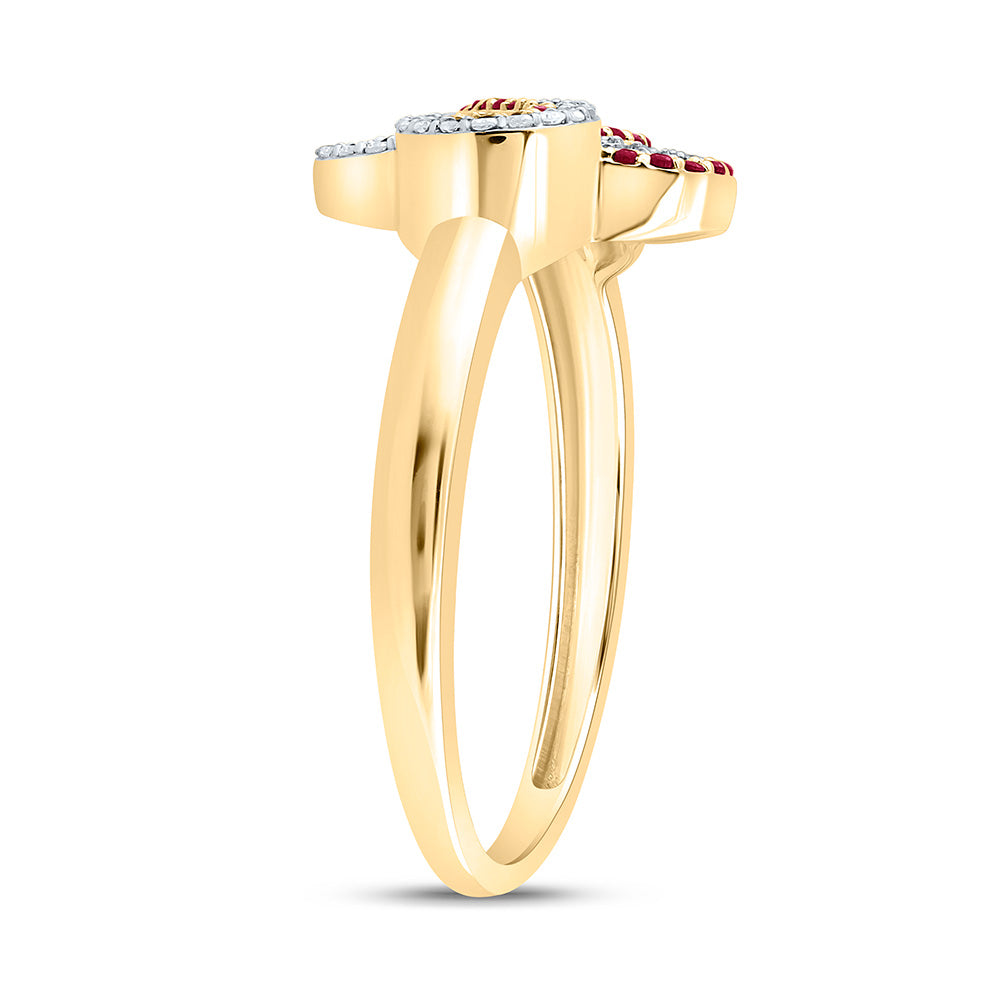 14K Yellow Or White Gold 1/8Cttw Natural Diamond Round Gem Infinity Clover Ring