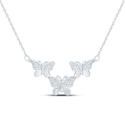 10K Yellow Or White Gold 1/4Cttw Natural Diamond Fashion Butterfly Necklace (18 Inch)