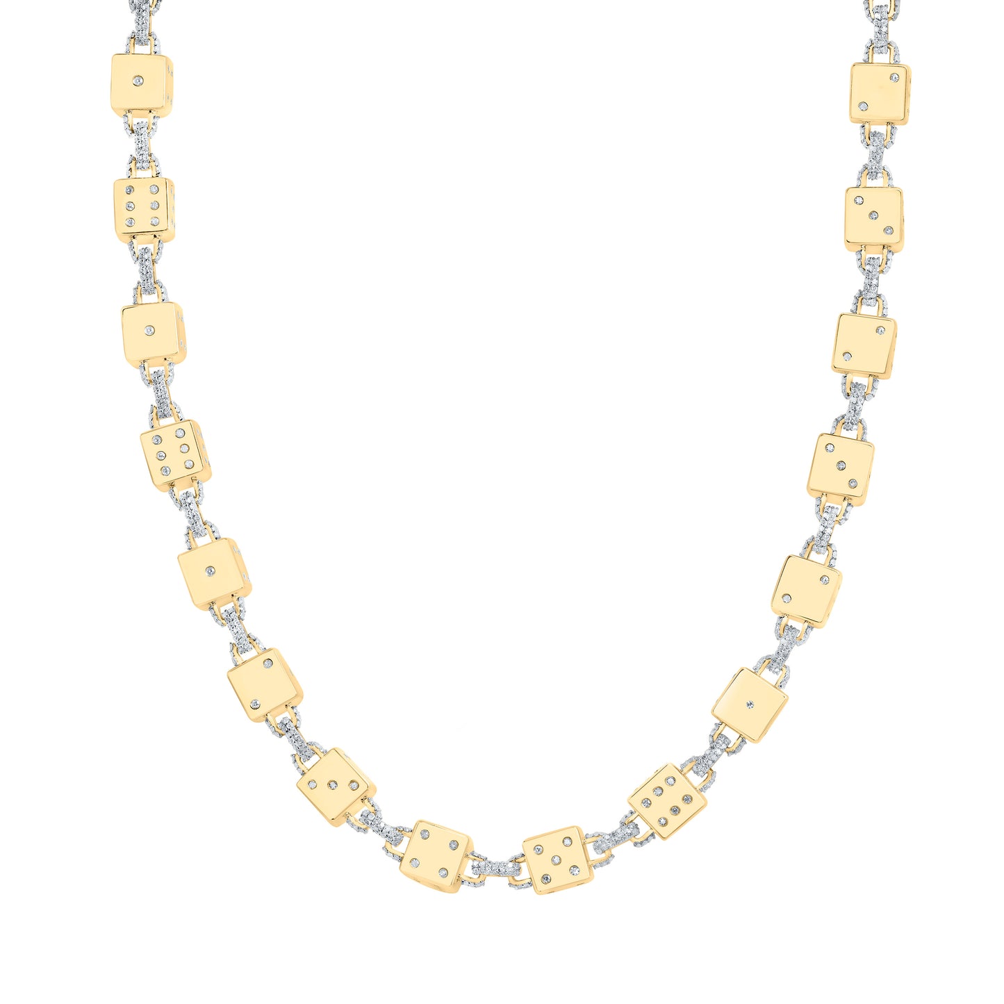 10K Yellow Gold 5 Ctw Natural Diamond Fashion Dice Mens Chain  (22 Inch)