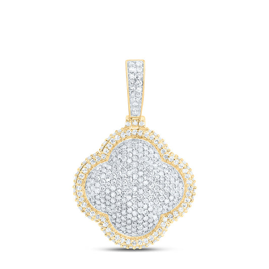 10K Yellow Gold 1Cttw Natural Diamond Fashion Clover Pendant