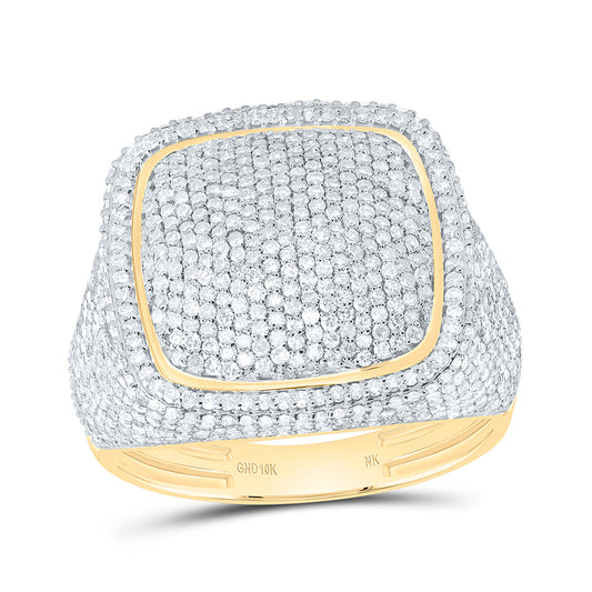 10K Yellow Gold 2 1/2 Cttw Natural Diamond Cushion Mens Ring
