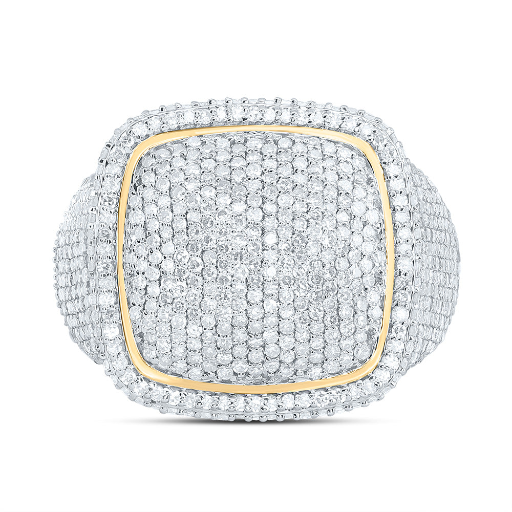 10K Yellow Gold 2 1/2 Cttw Natural Diamond Cushion Mens Ring