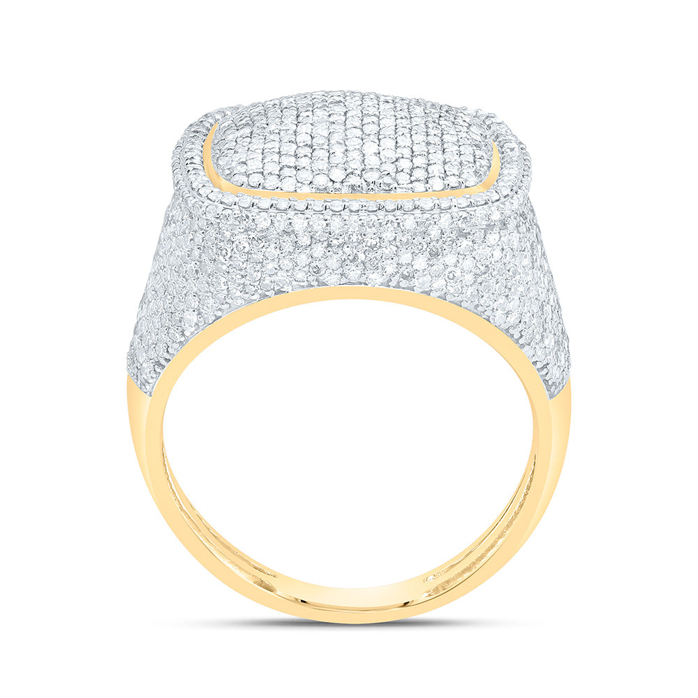 10K Yellow Gold 2 1/2 Cttw Natural Diamond Cushion Mens Ring