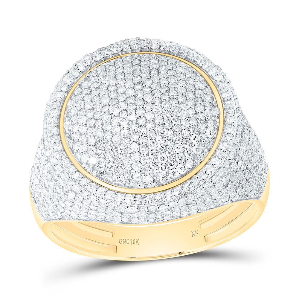 10K Yellow Gold 2 1/4Cttw Natural Diamond Round Mens Ring