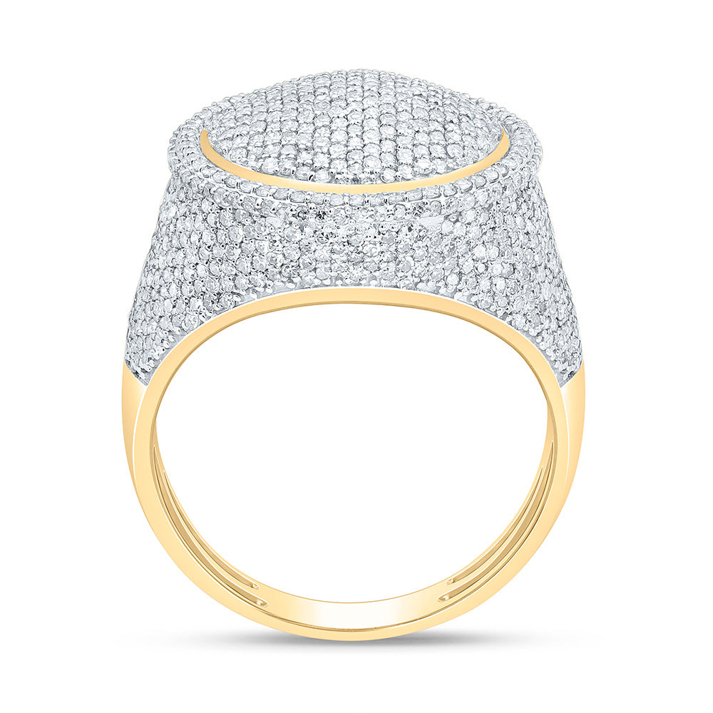 10K Yellow Gold 2 1/4Cttw Natural Diamond Round Mens Ring