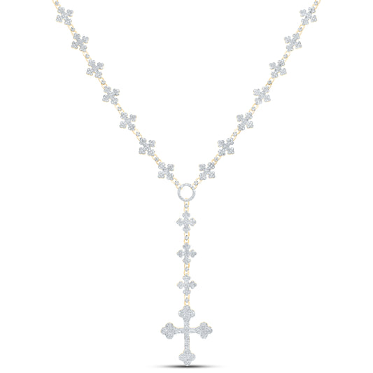 10K Yellow Gold 5 Ctw Natural Diamond Cross Mens Chain  (20 Inch)
