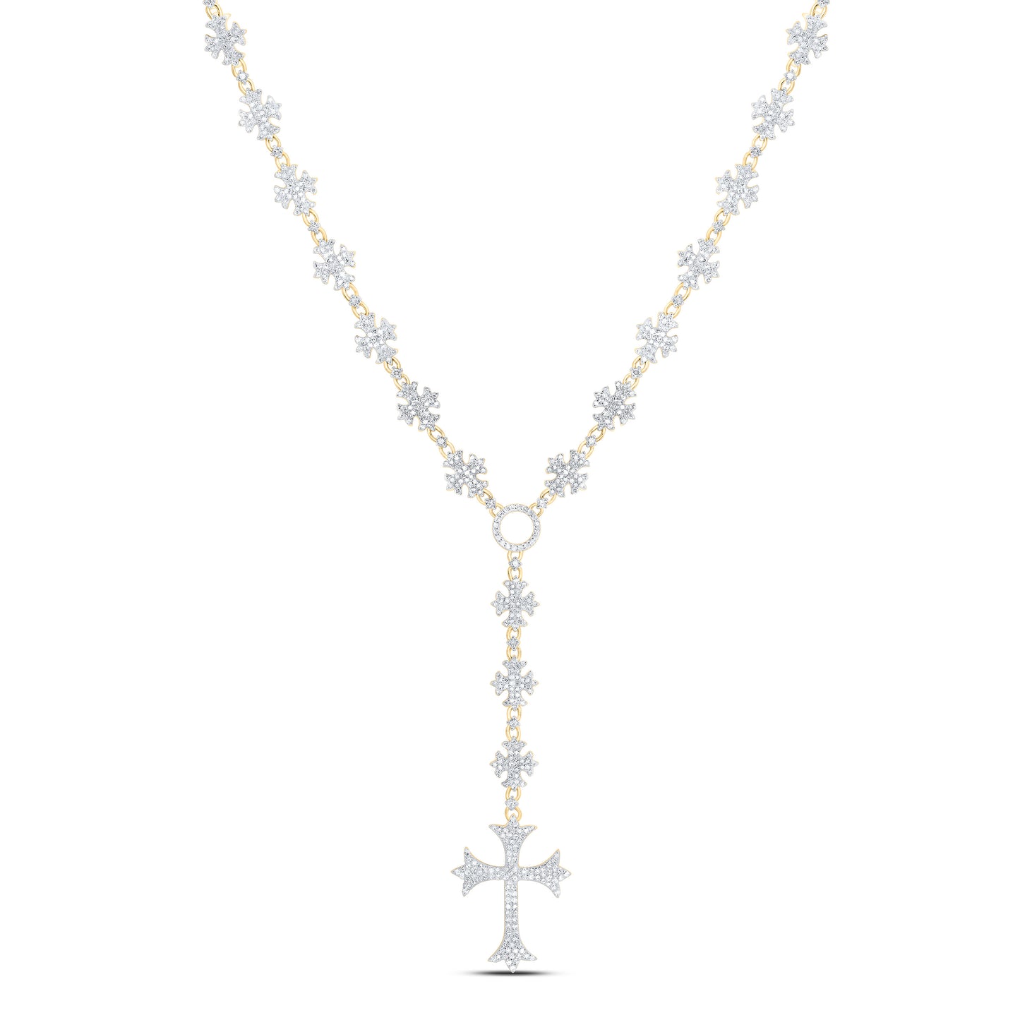 10K Yellow Gold 5 1/4Cttw Natural Diamond Fashion Cross Chain (20 Inch)