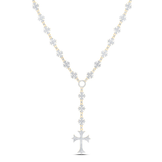 10K Yellow Gold 5 1/4Cttw Natural Diamond Fashion Cross Chain (20 Inch)