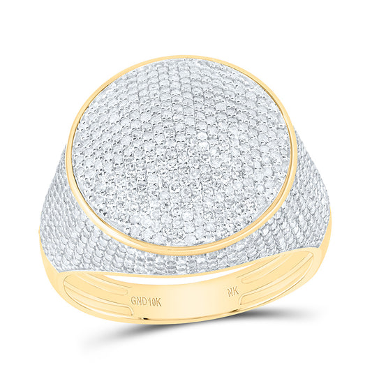 10K Yellow Gold 2Cttw Natural Diamond Round Mens Ring