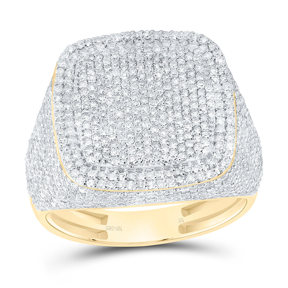 10K Yellow Gold 2 1/3Cttw Natural Diamond Cushion Mens Ring