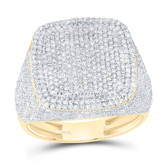 10K Yellow Gold 2 1/3Cttw Natural Diamond Cushion Mens Ring