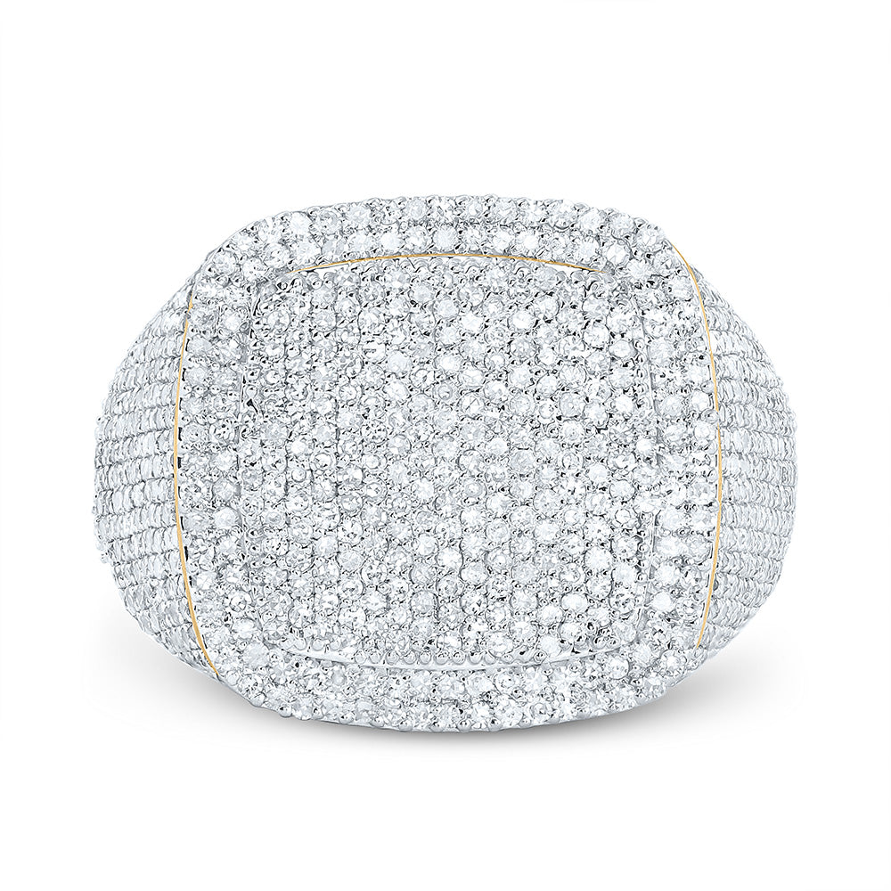 10K Yellow Gold 2 1/3Cttw Natural Diamond Cushion Mens Ring