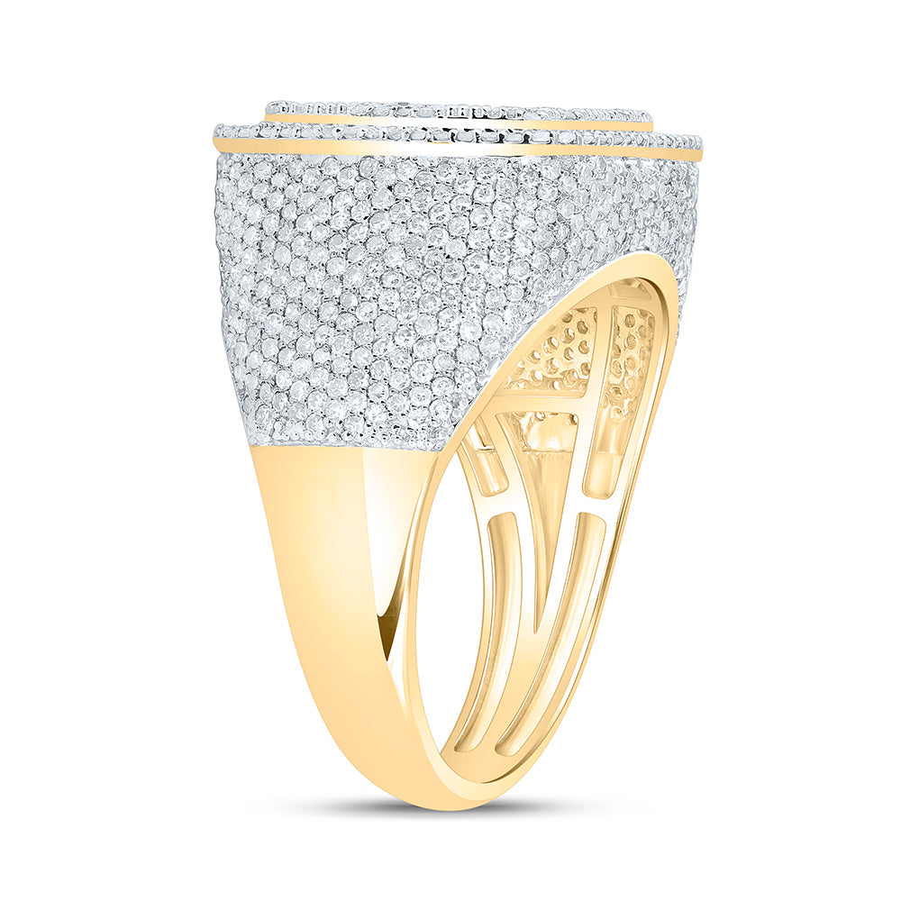 10K Yellow Gold 2 1/3Cttw Natural Diamond Cushion Mens Ring