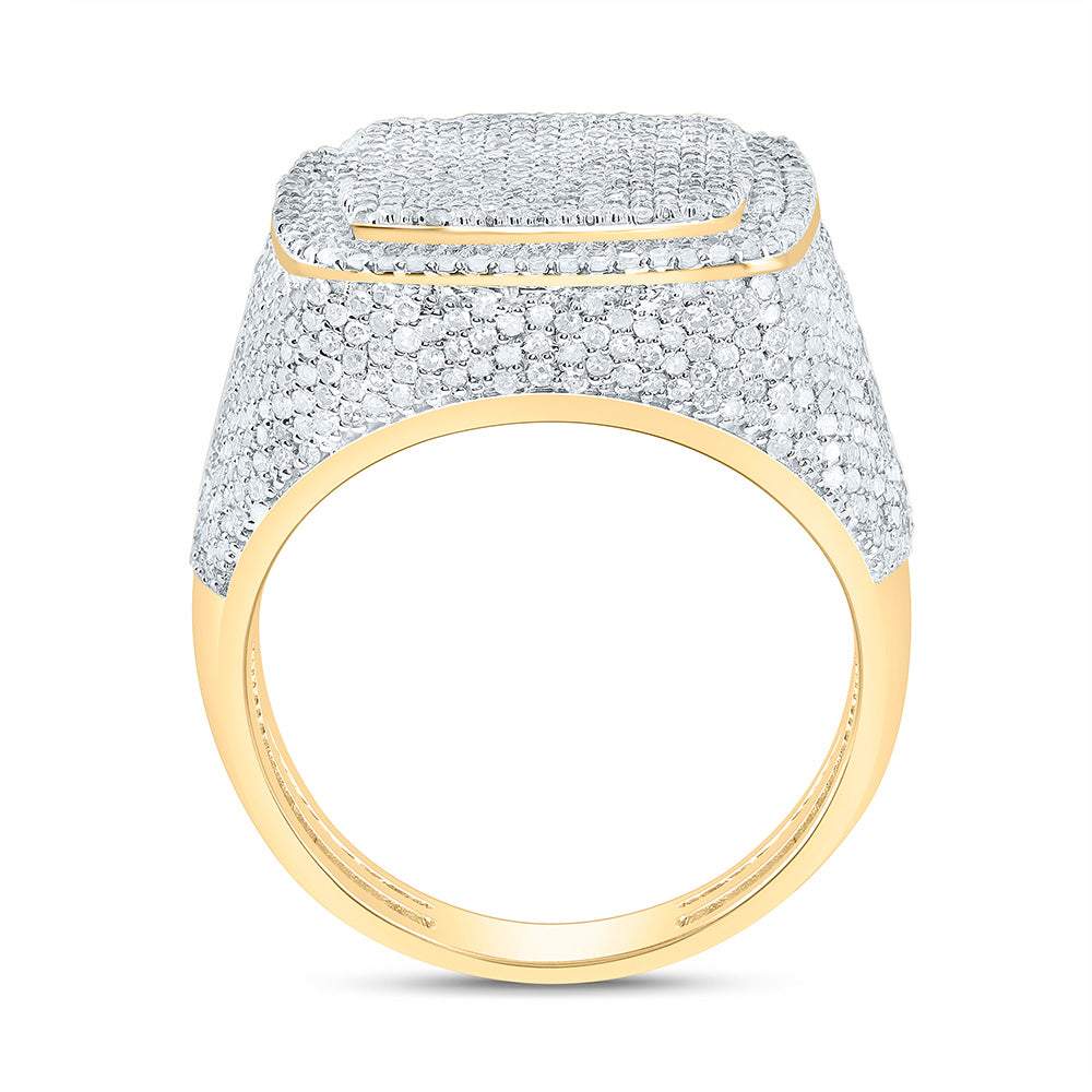10K Yellow Gold 2 1/3Cttw Natural Diamond Cushion Mens Ring