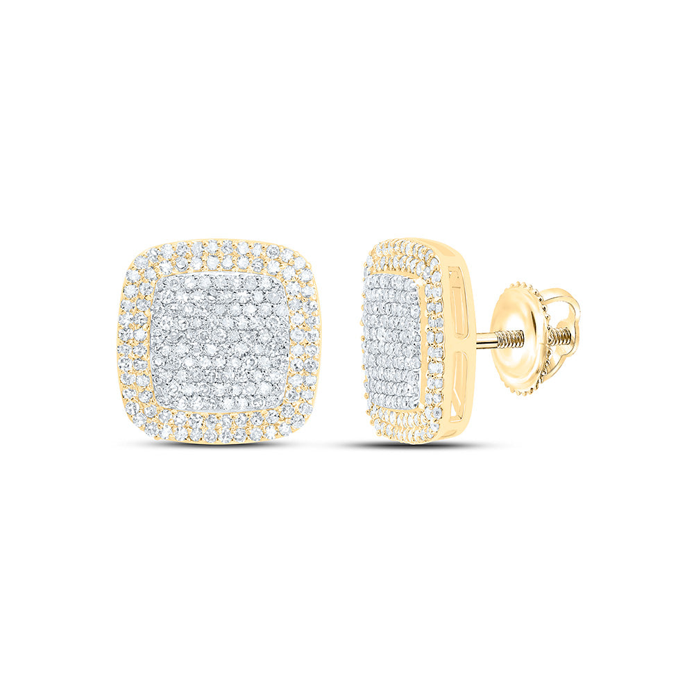 10K Yellow Gold 1 Cttw Natural Diamond Fashion Cushion Earring