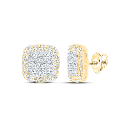10K Yellow Gold 1 Cttw Natural Diamond Fashion Cushion Earring
