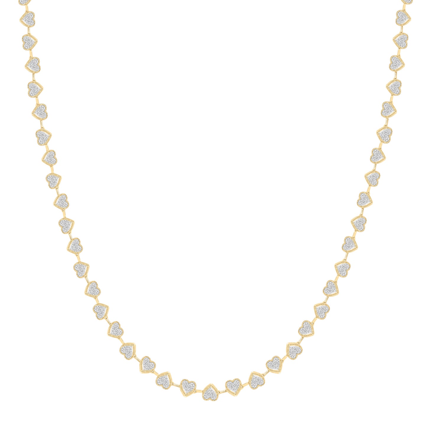 10K Yellow Gold 2 3/4Cttw Natural Diamond Fashion Heart Necklace (17 Inch)