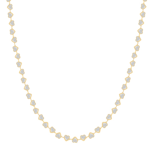 10K Yellow Gold 2 3/4Cttw Natural Diamond Fashion Heart Necklace (17 Inch)