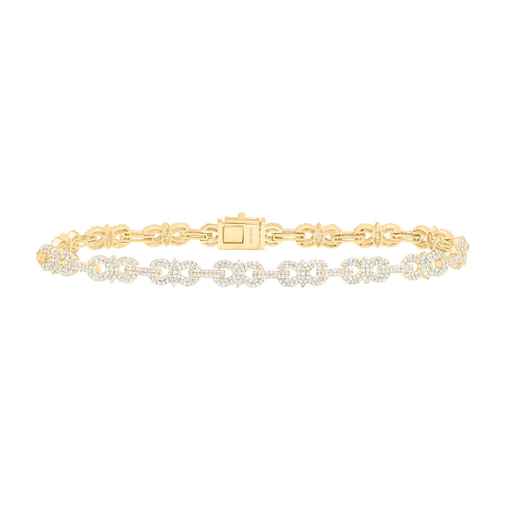 10K Yellow Or White Or Rose Gold 3Cttw Natural Diamond  Mens Bracelet (8 Inch)