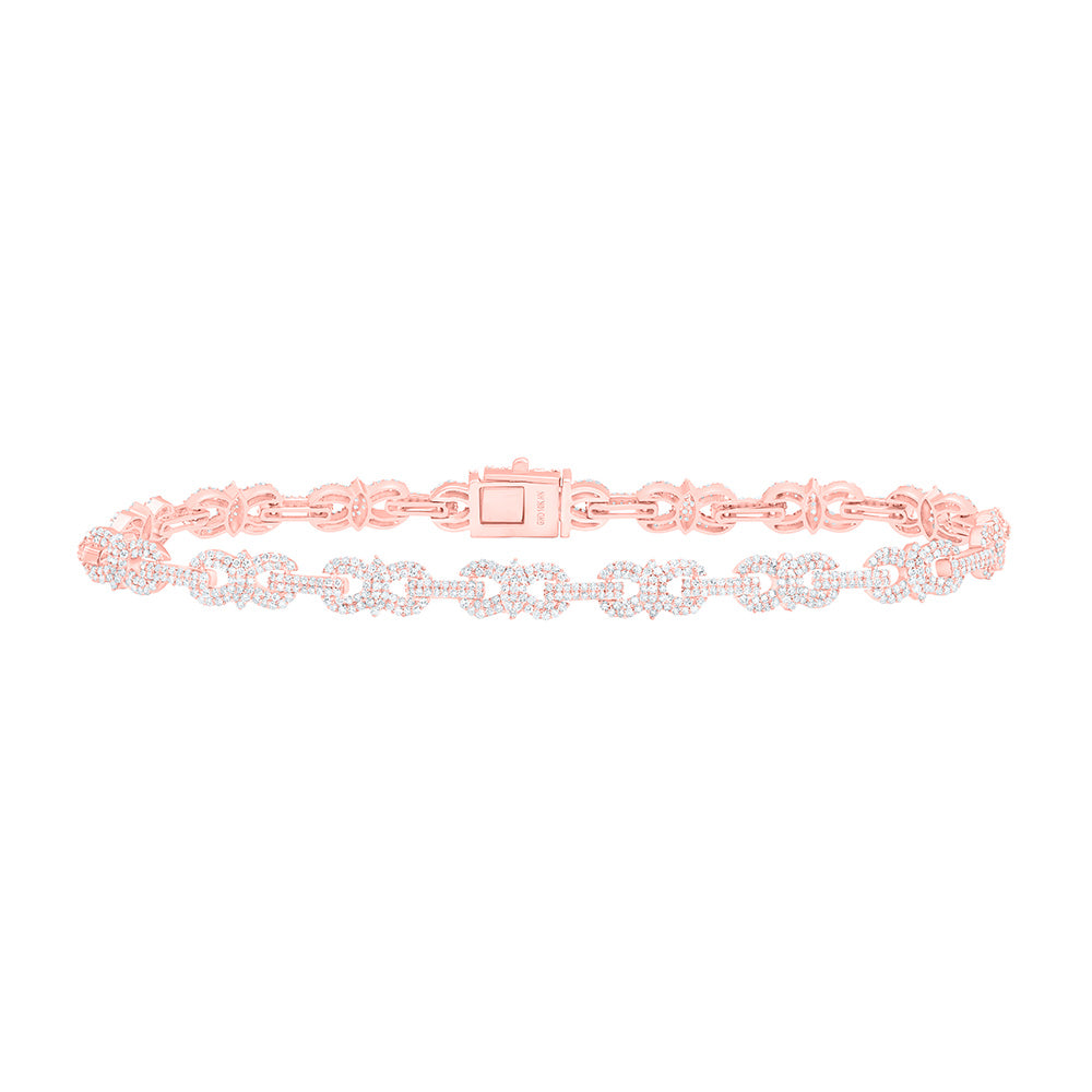10K Yellow Or White Or Rose Gold 3Cttw Natural Diamond  Mens Bracelet (8 Inch)