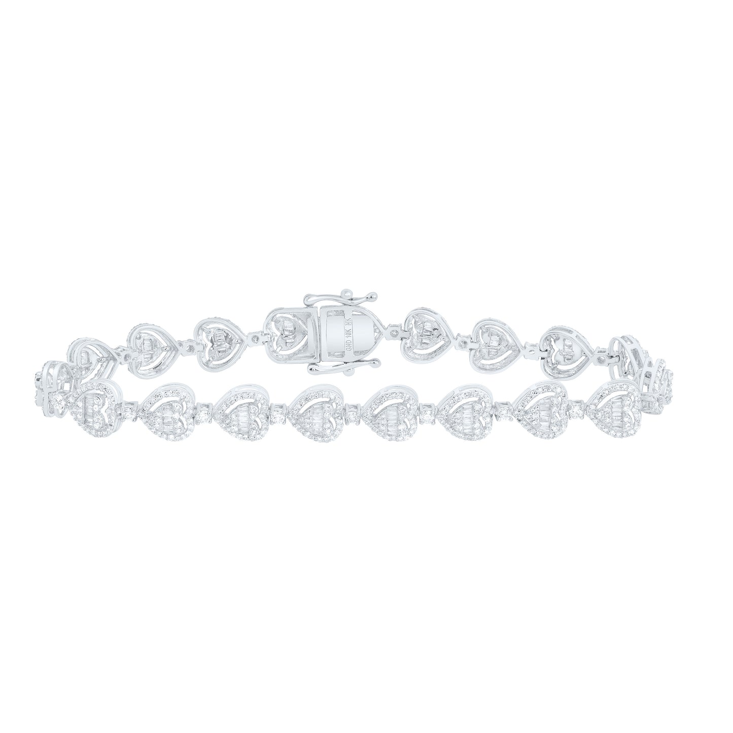 10K Yellow Or White Or Rose Gold 2 7/8Cttw Natural Diamond Fashion (10.60Mm) Heart Bracelet ( 7 Inch )
