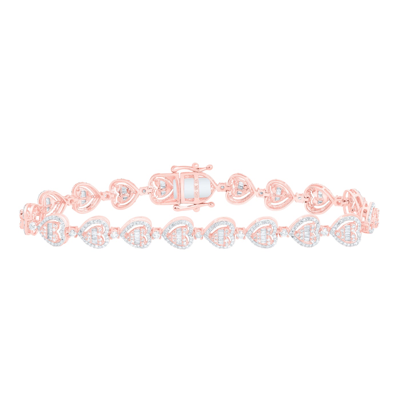 10K Yellow Or White Or Rose Gold 2 7/8Cttw Natural Diamond Fashion (10.60Mm) Heart Bracelet ( 7 Inch )