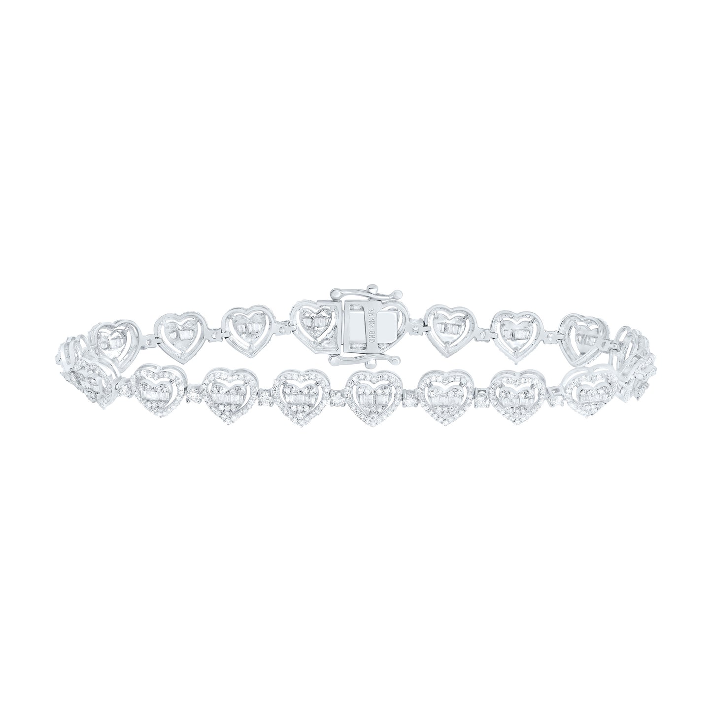 10K Yellow Or White Or Rose Gold 2 7/8Cttw Natural Diamond Fashion (10.50Mm) Heart Bracelet ( 7 Inch )