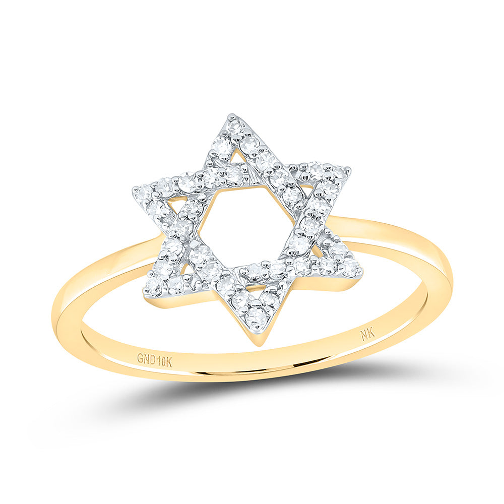 10K Yellow Or White Gold 1/6Cttw Natural Diamond Fashion Star Of David Ring