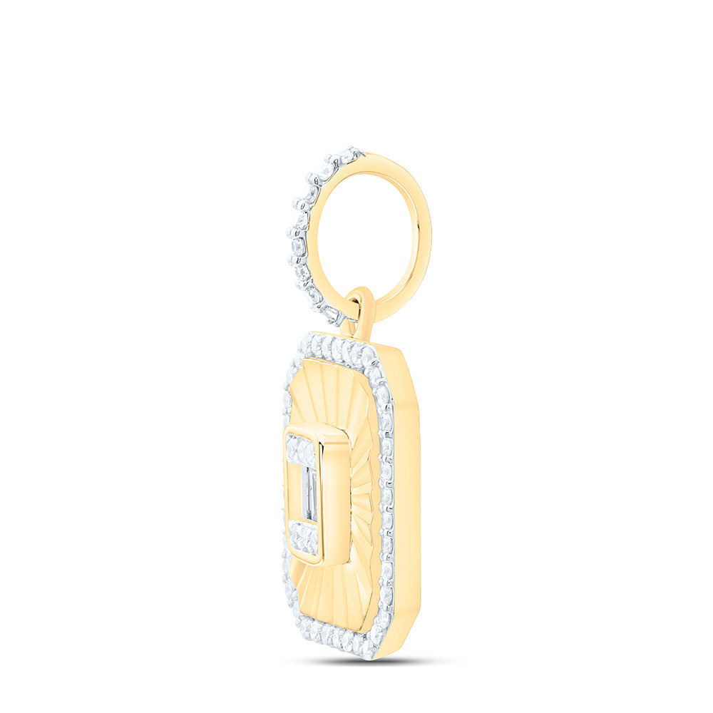 14K Yellow Gold 1/3Cttw Natural Diamond Fashion Emerald Pendant
