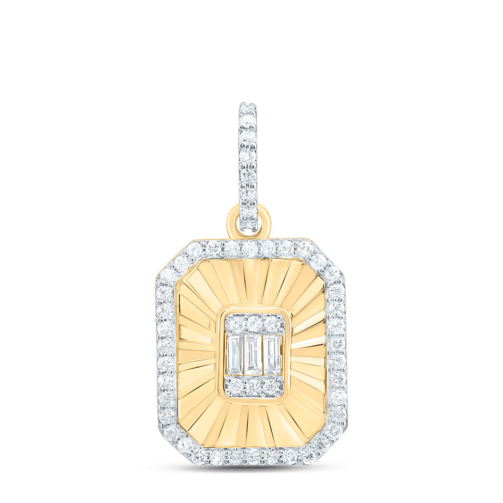 14K Yellow Gold 1/3Cttw Natural Diamond Fashion Emerald Pendant