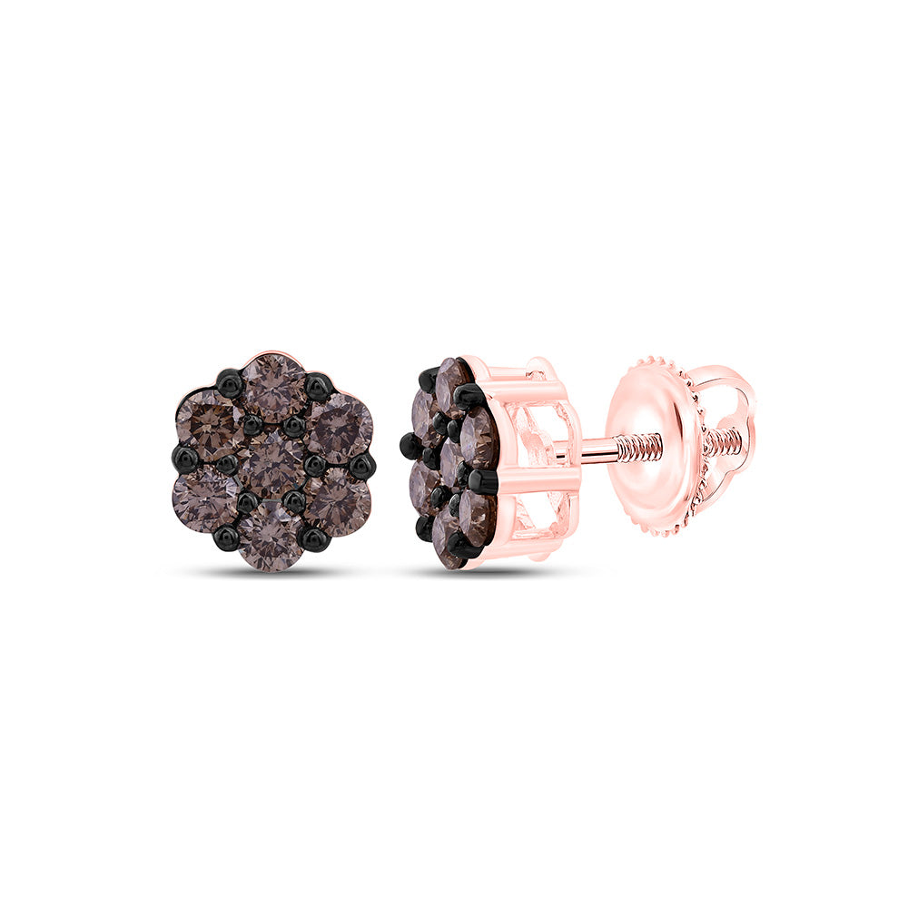10K Yellow Or White Or Rose Gold 1 Cttw Natural Diamond Fashion Flower Earring