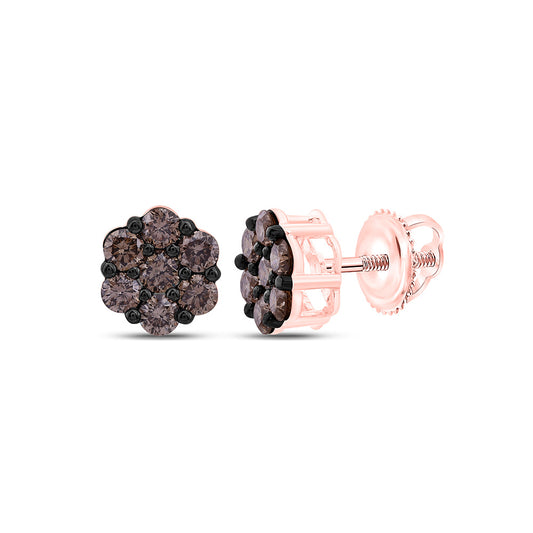 10K Yellow Or White Or Rose Gold 1 Cttw Natural Diamond Fashion Flower Earring