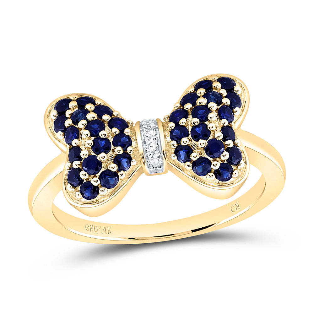 14K Yellow Or White Gold 0.02Cttw Natural Diamond Round Gem Bow Ring