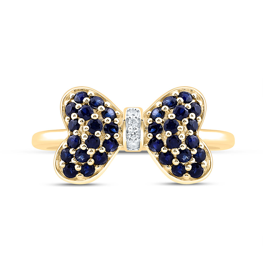 14K Yellow Or White Gold 0.02Cttw Natural Diamond Round Gem Bow Ring