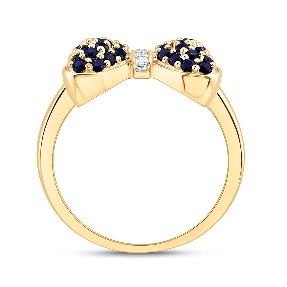 14K Yellow Or White Gold 0.02Cttw Natural Diamond Round Gem Bow Ring