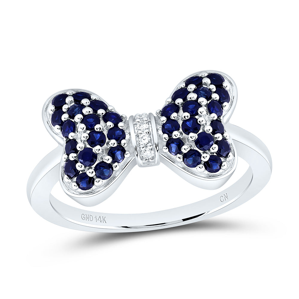 14K Yellow Or White Gold 0.02Cttw Natural Diamond Round Gem Bow Ring