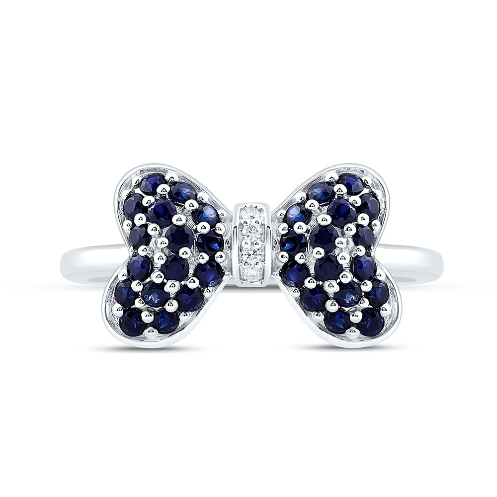 14K Yellow Or White Gold 0.02Cttw Natural Diamond Round Gem Bow Ring