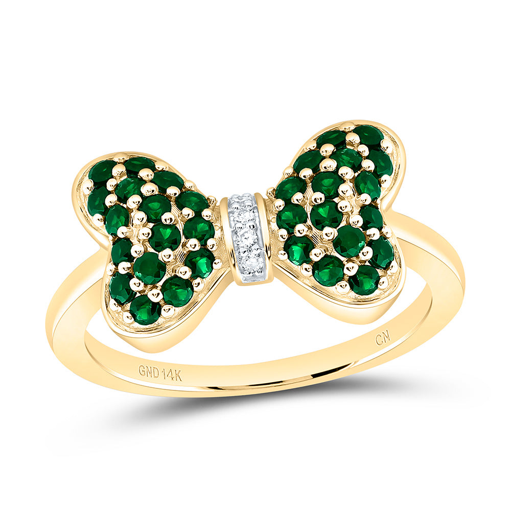 14K Yellow Or White Gold 0.02Cttw Natural Diamond Round Gem Bow Ring