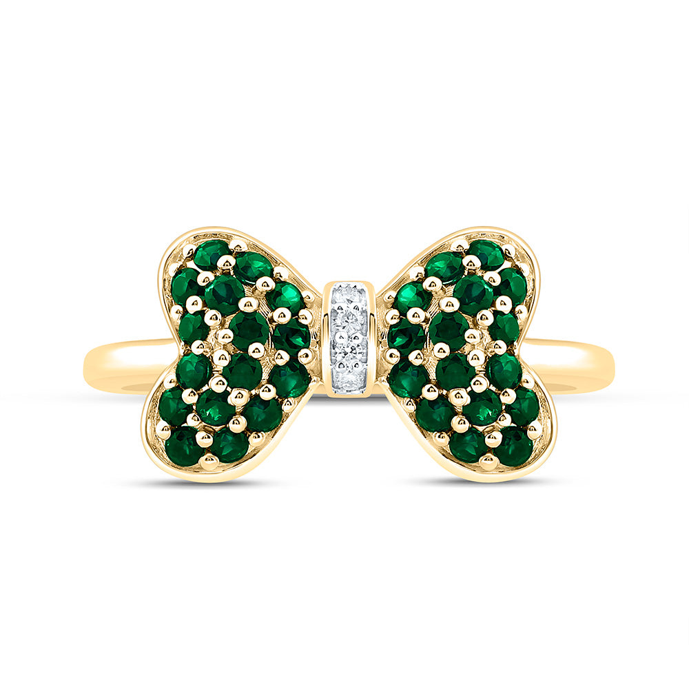 14K Yellow Or White Gold 0.02Cttw Natural Diamond Round Gem Bow Ring