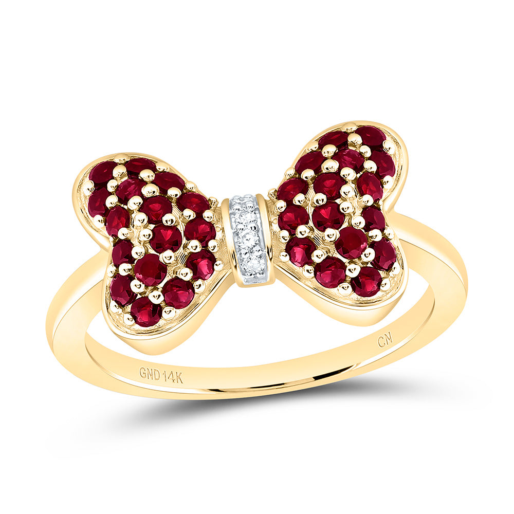 14K Yellow Or White Gold 0.02Cttw Natural Diamond Round Gem Bow Ring