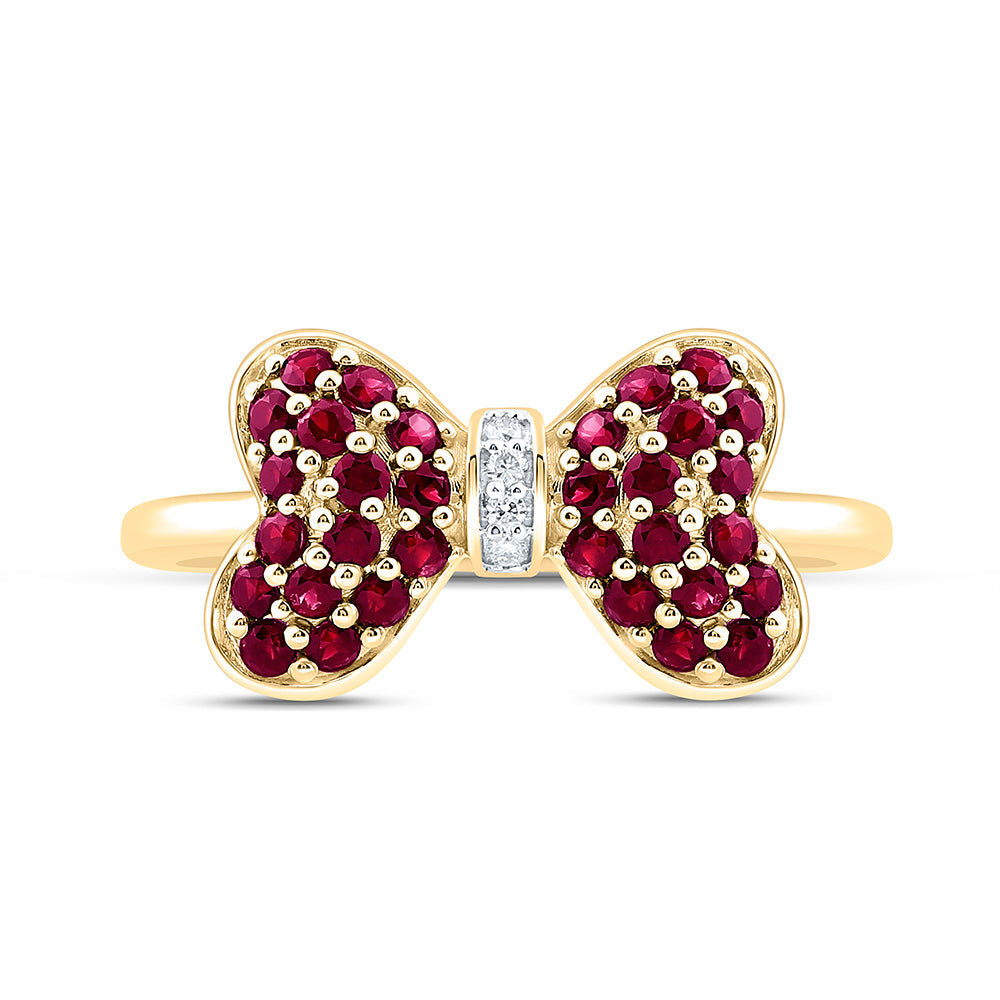 14K Yellow Or White Gold 0.02Cttw Natural Diamond Round Gem Bow Ring