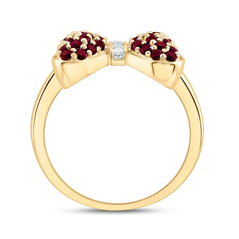 14K Yellow Or White Gold 0.02Cttw Natural Diamond Round Gem Bow Ring