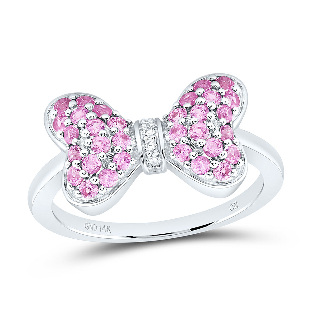 14K Yellow Or White Gold 0.02Cttw Natural Diamond Round Gem Bow Ring