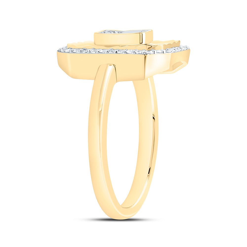 14K Yellow Gold 1/3Cttw Natural Diamond Fashion Emerald Ring