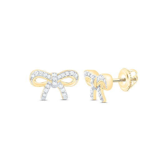 10K Yellow Or White Gold 1/10Cttw Natural Diamond Nk Gift Bow Earring