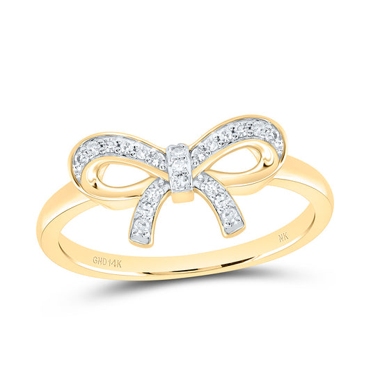 14K Yellow Or White Gold 1/10Cttw Natural Diamond Gift Bow Ring