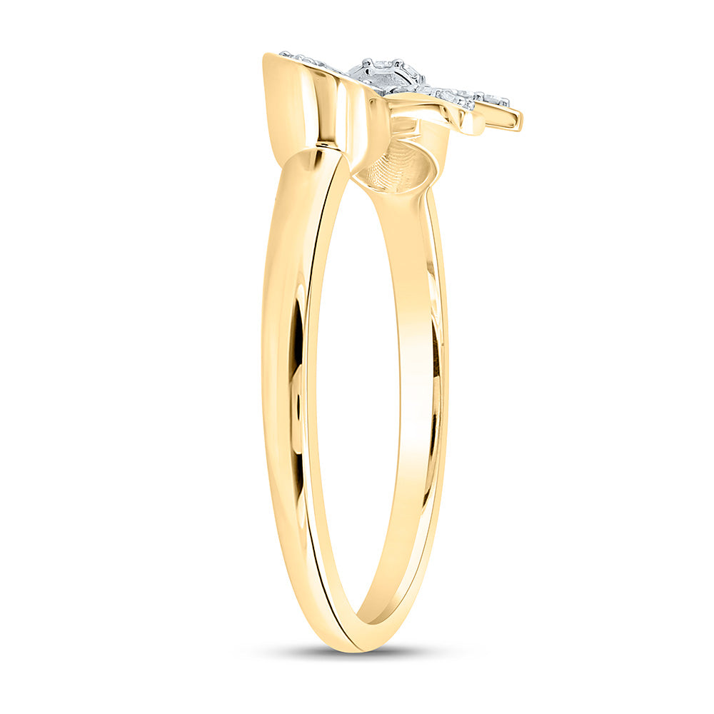 14K Yellow Or White Gold 1/10Cttw Natural Diamond Gift Bow Ring